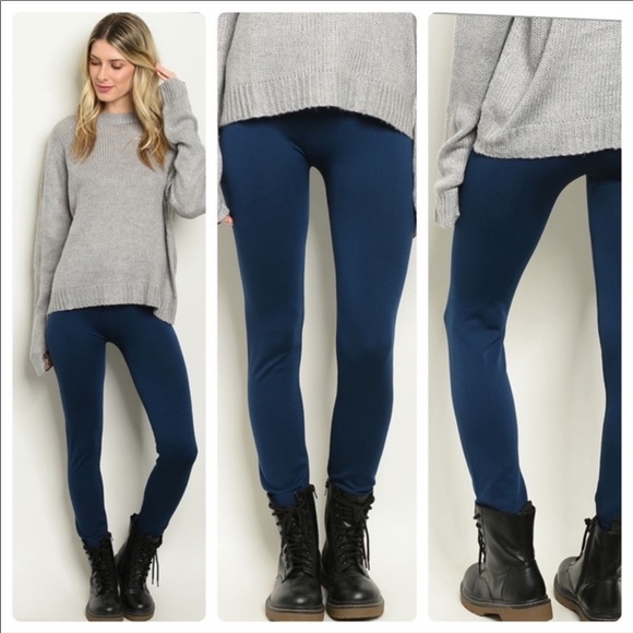 F & F Pants - Fabric & Fabric OSFM NAVY Fleece Legging NIP